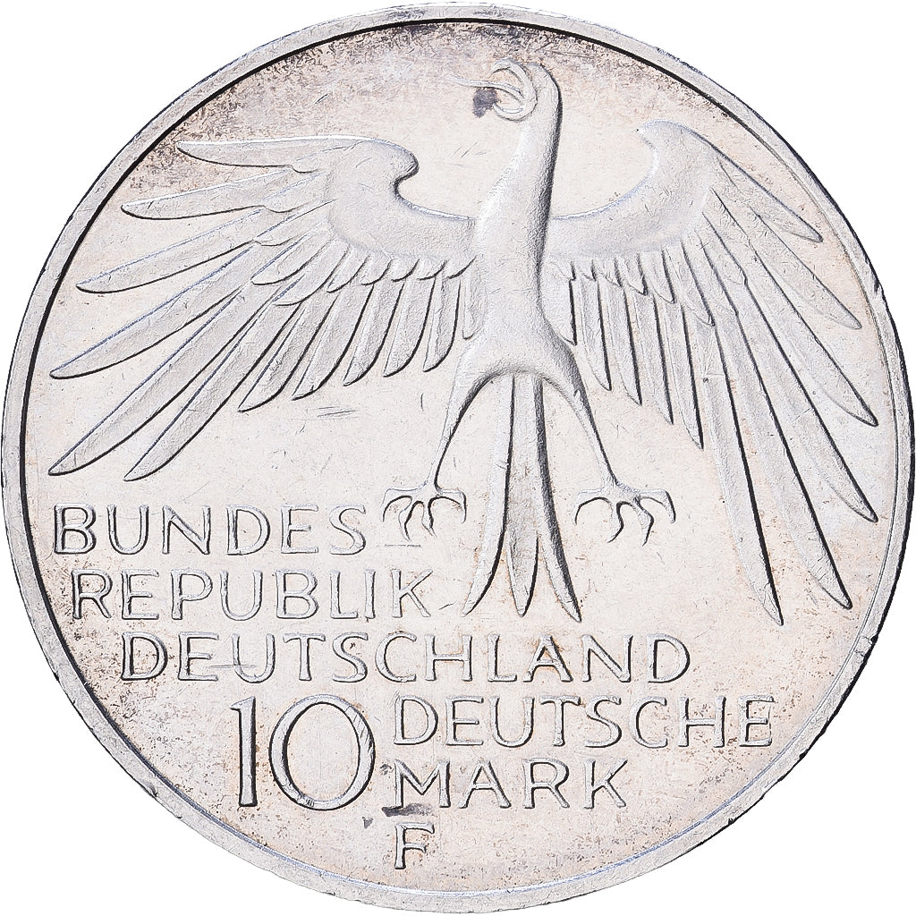 Federal Republic of Germany, 10 Mark, 1972, Stuttgart, Silver, AU(55-58), KM:133