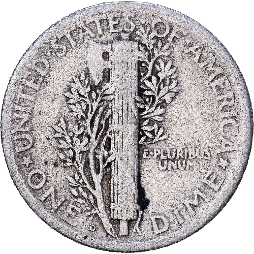 United States, Dime, Mercury, 1918, U.S. Mint, Silver, VF(30-35), KM:140