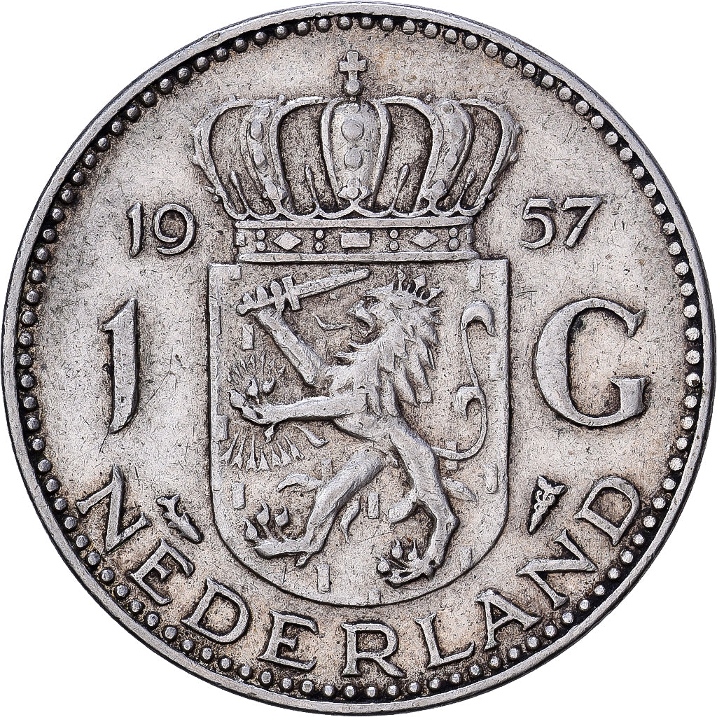 Netherlands, Juliana, Gulden, 1957, Silver, EF(40-45), KM:184