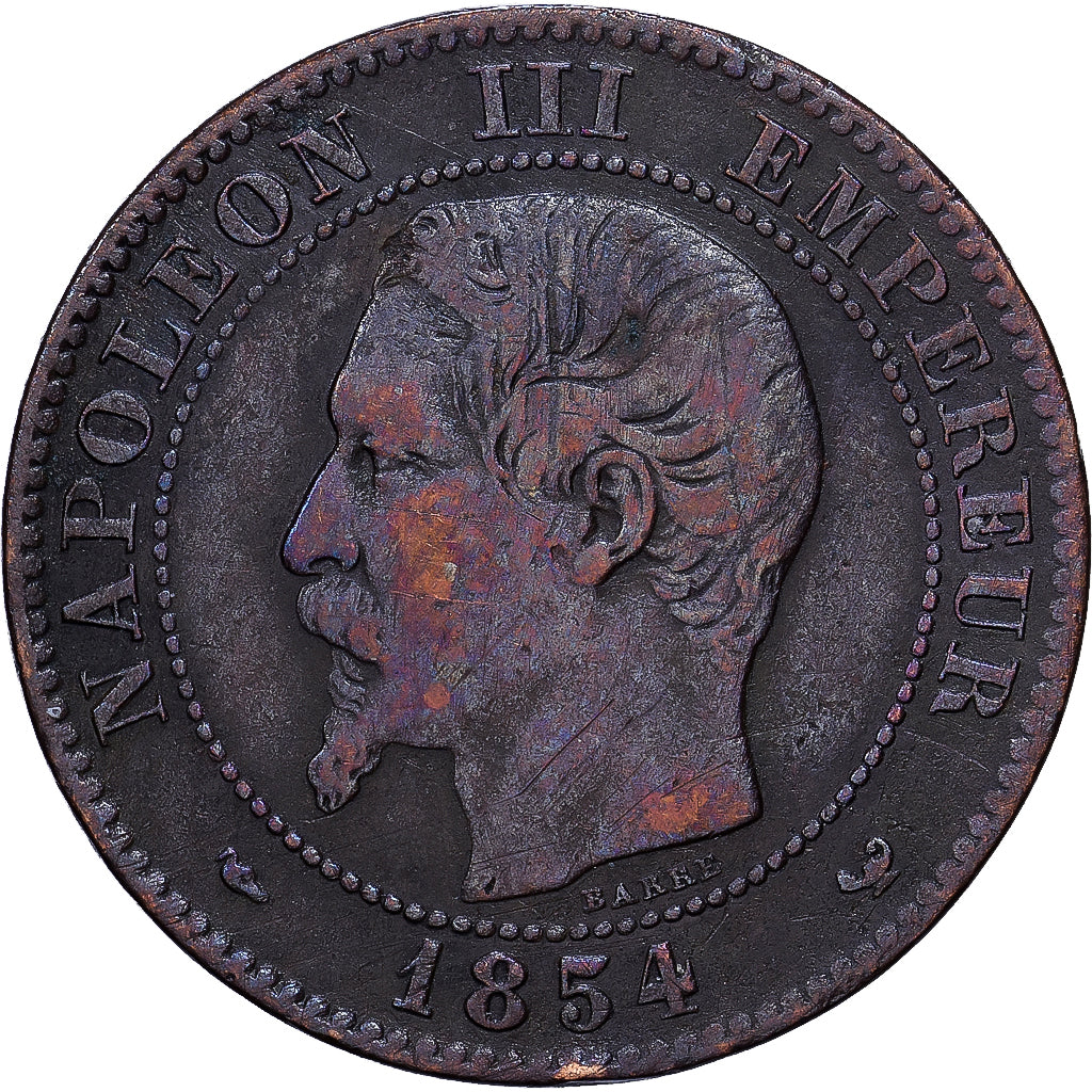 France, Napoleon III, 2 Centimes, 1854, Lille, Bronze, VF(30-35), Gadoury:103