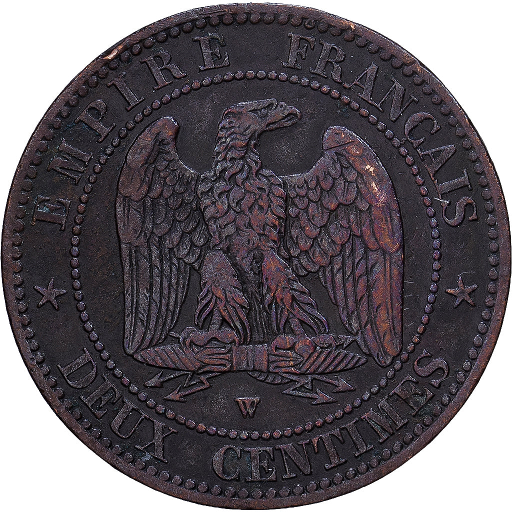 France, Napoleon III, 2 Centimes, 1854, Lille, Bronze, VF(30-35), Gadoury:103