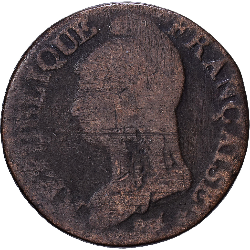 Francia, 5 Centimes, Dupré, AN 7, Paris, Bronce, BC, Gadoury:126, KM:640.1