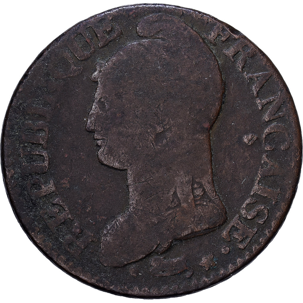 France, 5 Centimes, Dupré, AN 8, Strasbourg, Bronze, VF(20-25), Gadoury:126a