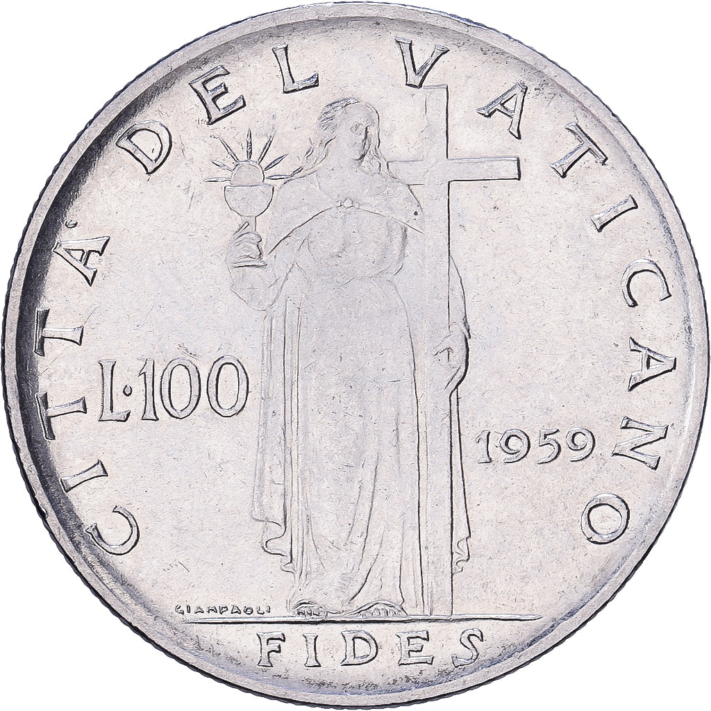 Vatican, John XXIII, 100 Lire, 1959, Rome, Acier inoxydable, TTB+, KM:64.1