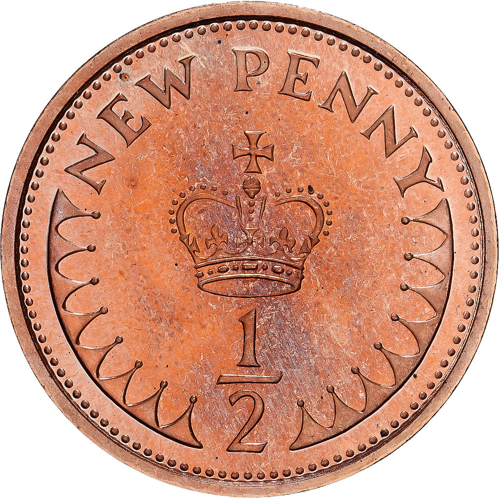 Grande-Bretagne, Élisabeth II, 1/2 New Penny, 1972, BU, Bronze, FDC, KM:914