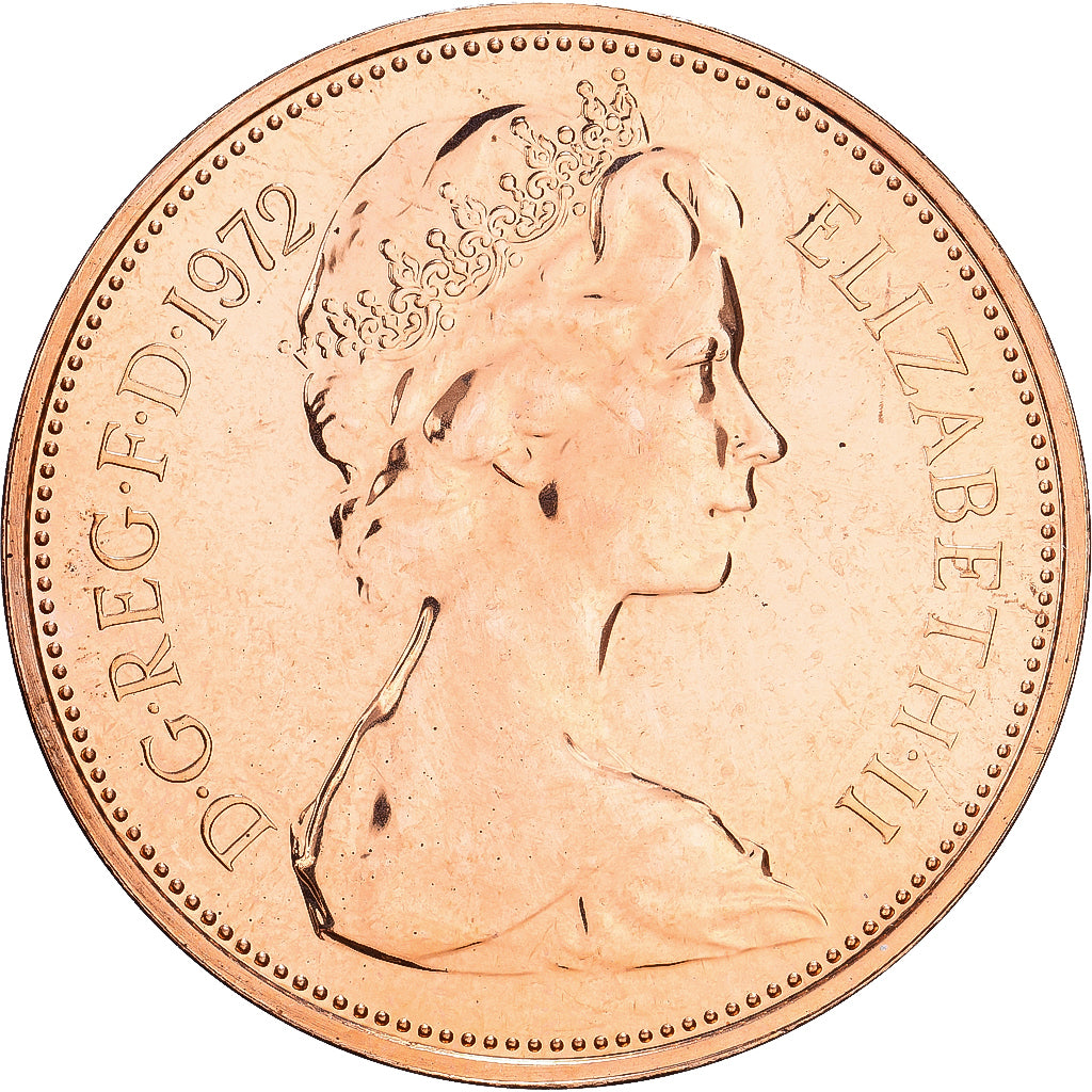 Grã-Bretanha, Elizabeth II, 2 New Pence, 1972, BU, Bronze, MS(65-70), KM:916