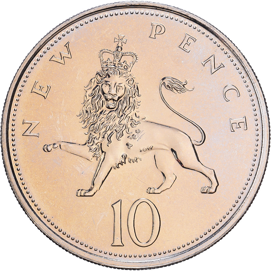 Grã-Bretanha, Elizabeth II, 10 New Pence, 1972, BU, Cobre-níquel, MS(65-70)