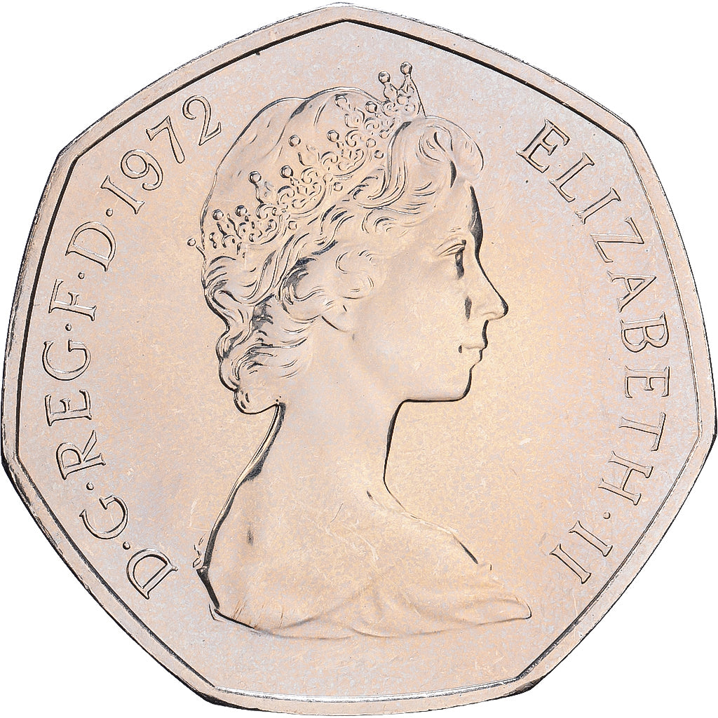 Great Britain, Elizabeth II, 50 New Pence, 1972, BU, Copper-nickel, MS(65-70)