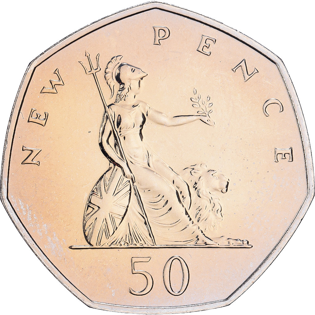Great Britain, Elizabeth II, 50 New Pence, 1972, BU, Copper-nickel, MS(65-70)