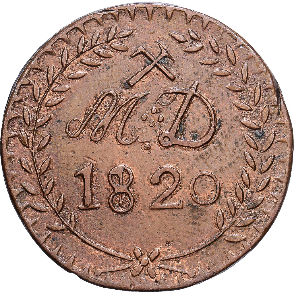 Francia, Louis XVIII, 30 Sous, Mines d'Aniche, 1820, Cobre, EBC, Mazard:779
