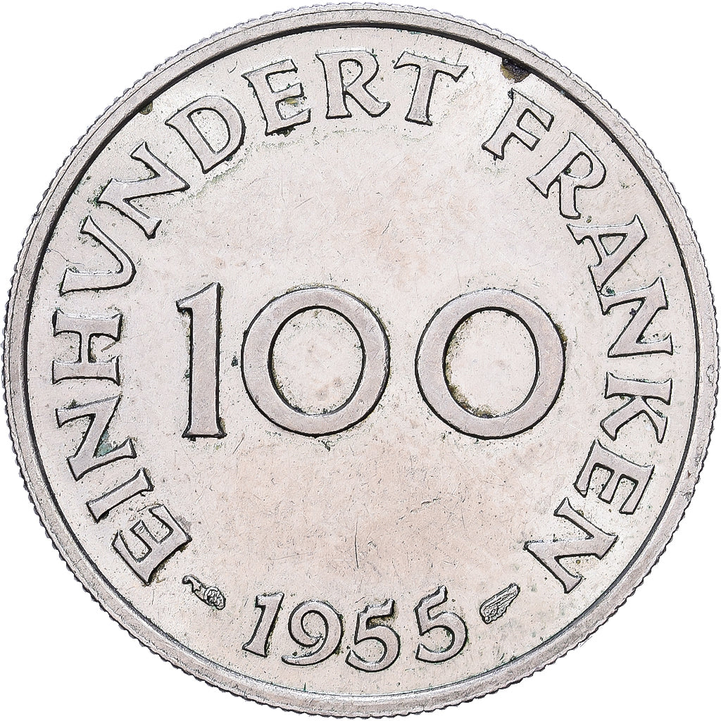 Sarre, 100 Franken, 1955, Paris, Cupro-nickel, SUP, KM:4