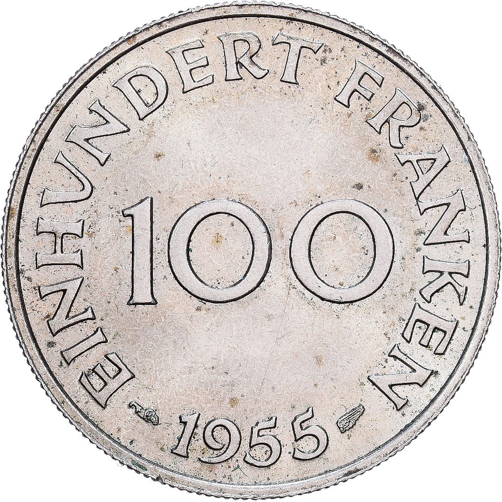 SARRE, 100 Franken, 1955, Paris, Cobre-níquel, MS(60-62), KM:4