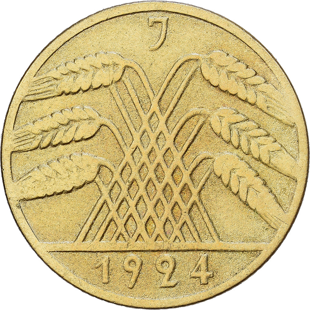 NIEMCY, REP. WEIMARSKA, 10 Rentenpfennig, 1924, Hambourg, Aluminium-Brąz