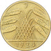 NIEMCY, REP. WEIMARSKA, 10 Rentenpfennig, 1924, Hambourg, Aluminium-Brąz