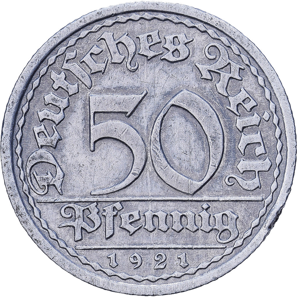 Deutschland, Weimarer Republik, 50 Pfennig, 1921, Berlin, Aluminium, SS+, KM:27
