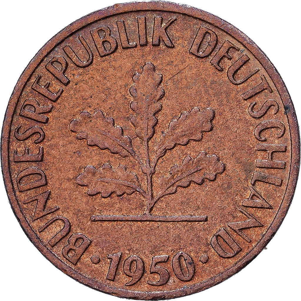 Federal Republic of Germany, Pfennig, 1950, Karlsruhe, Copper Plated Steel