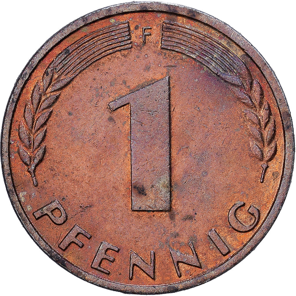 République fédérale d'Allemagne, Pfennig, 1950, Stuttgart, Cuivre plaqué