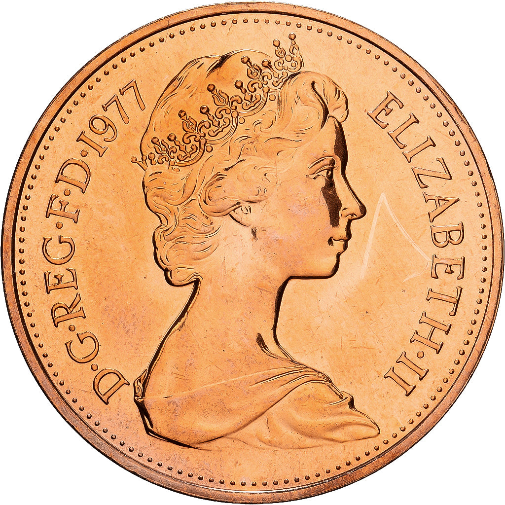 Großbritannien, Elizabeth II, 2 New Pence, 1977, BU, Bronze, STGL, KM:916