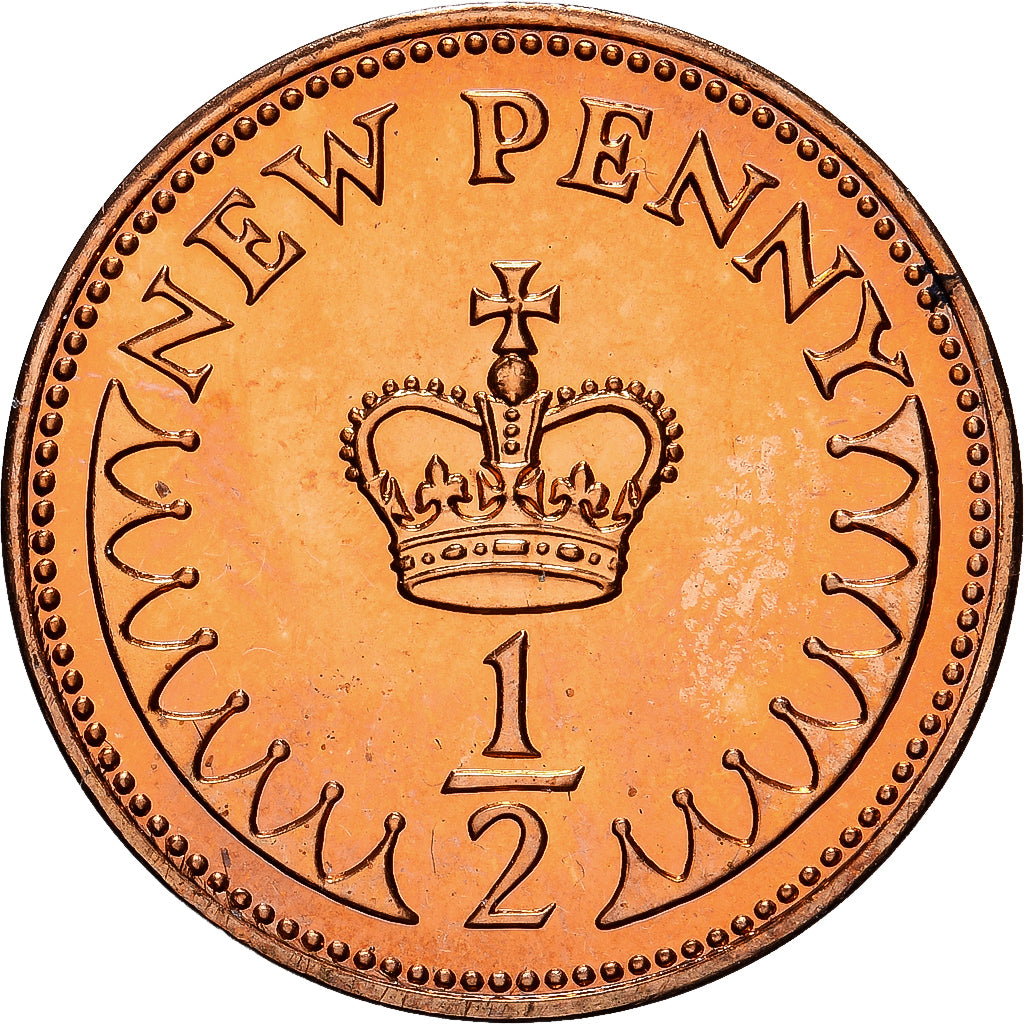 Gran Bretagna, Elizabeth II, 1/2 New Penny, 1977, BU, Bronzo, FDC, KM:914