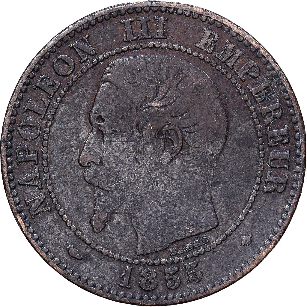 France, Napoléon III, 2 Centimes, 1855, Strasbourg, Bronze, TB+, Gadoury:103