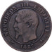 Francia, Napoleon III, 2 Centimes, 1857, Lyon, Bronce, BC+, Gadoury:103