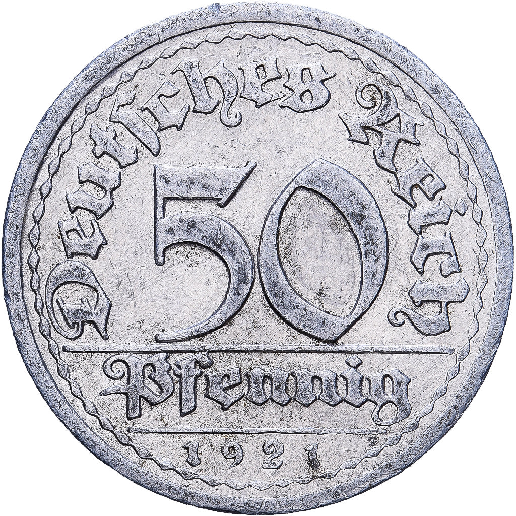Deutschland, Weimarer Republik, 50 Pfennig, 1921, Karlsruhe, Aluminium, SS