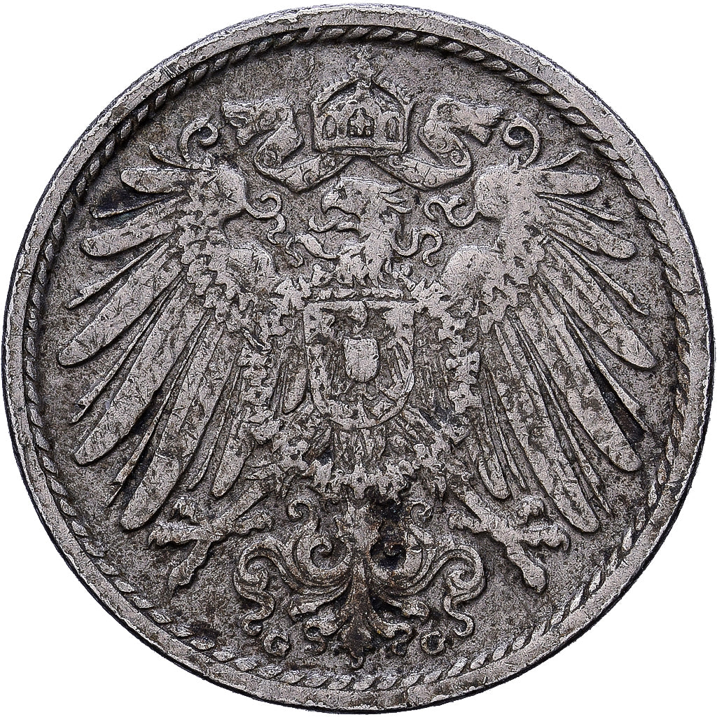 DUITSLAND - KEIZERRIJK, Wilhelm II, 5 Pfennig, 1905, Karlsruhe, Cupro-nikkel