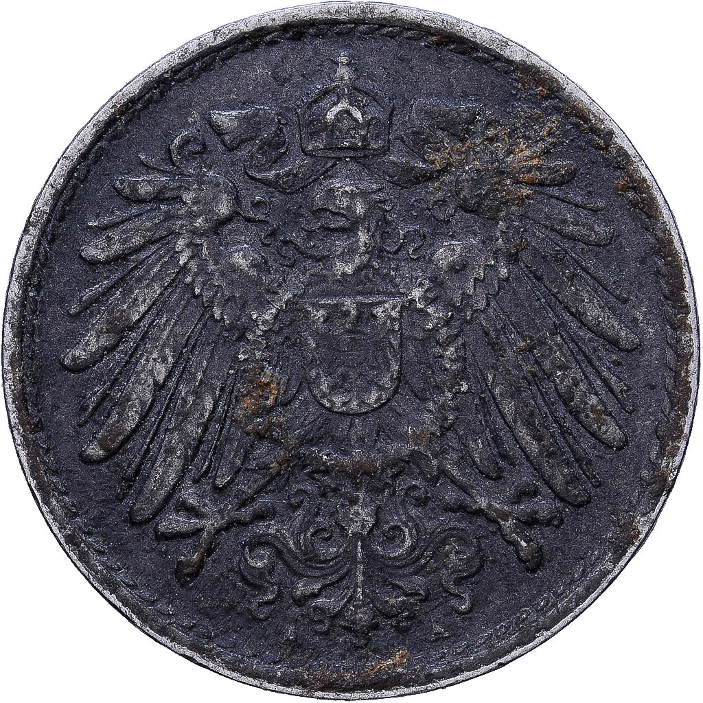 ALEMANIA - IMPERIO, 5 Pfennig, 1917, Berlin, Hierro, MBC, KM:19
