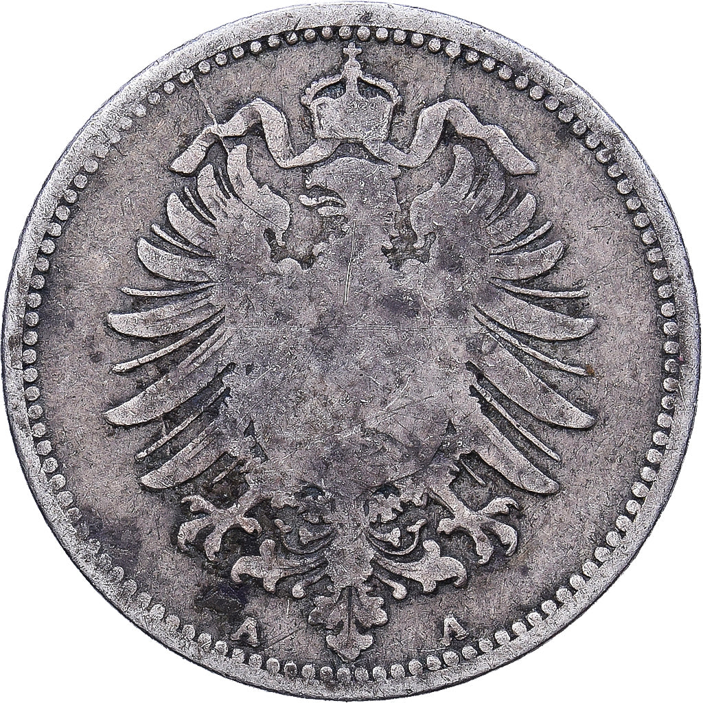 German Empire, Wilhelm I, 20 Pfennig, 1874, Berlin, Silver, VF(30-35), KM:5