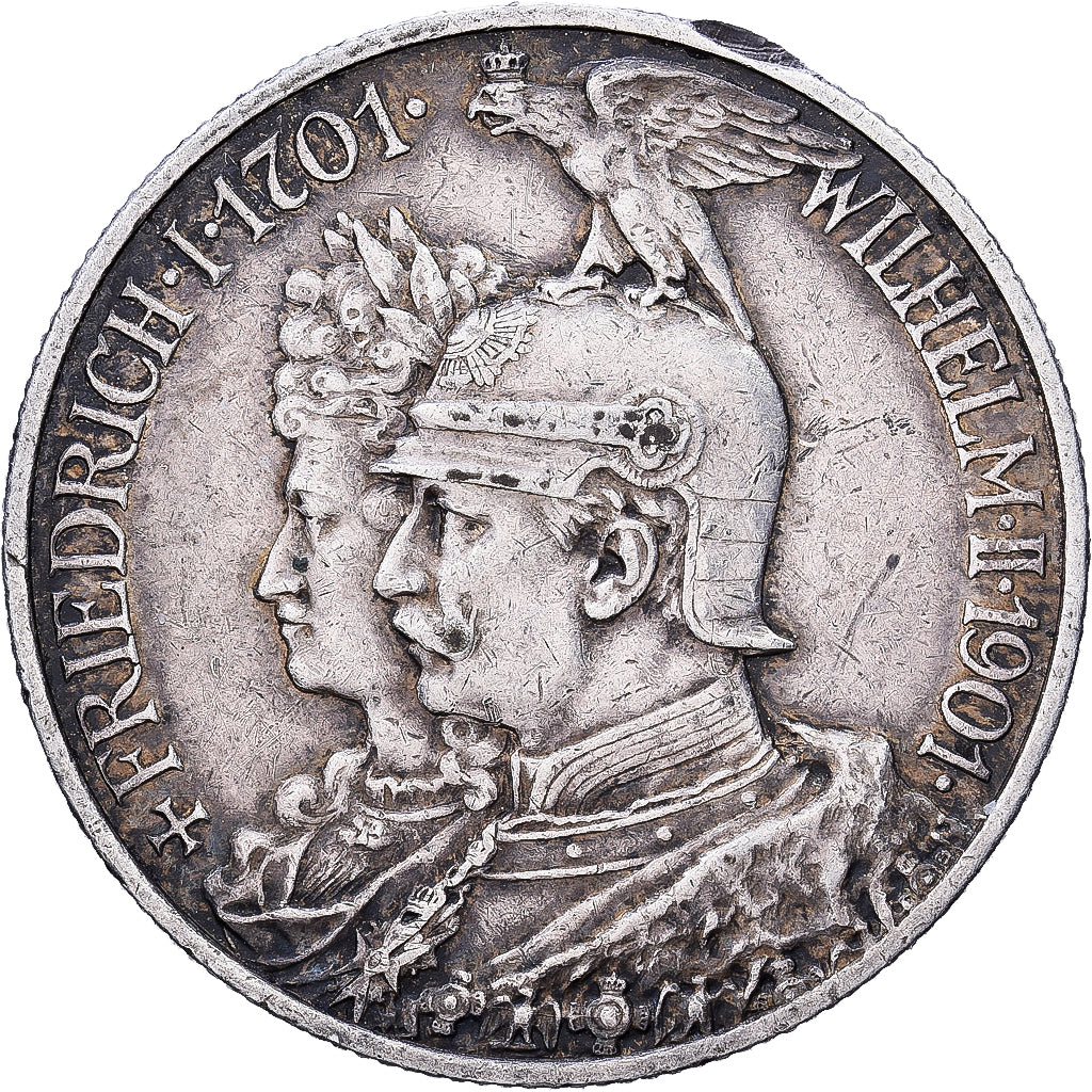 États allemands, PRUSSIA, Wilhelm II, 2 Mark, 1901, Berlin, Argent, TTB, KM:525