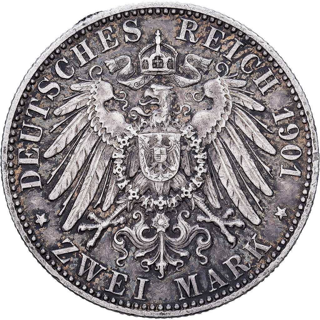 États allemands, PRUSSIA, Wilhelm II, 2 Mark, 1901, Berlin, Argent, TTB, KM:525