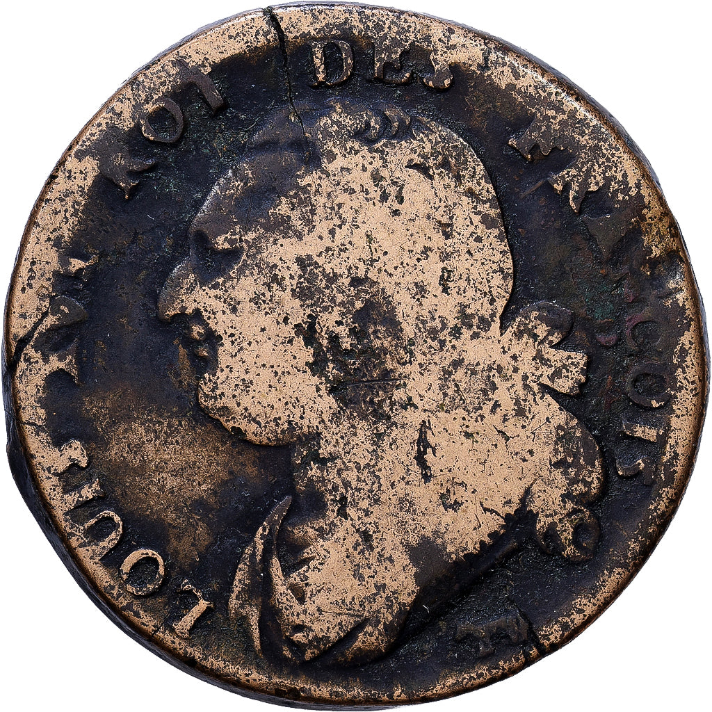 Frankreich, Constitution, 12 deniers françois, 1792, Pau, Bronze