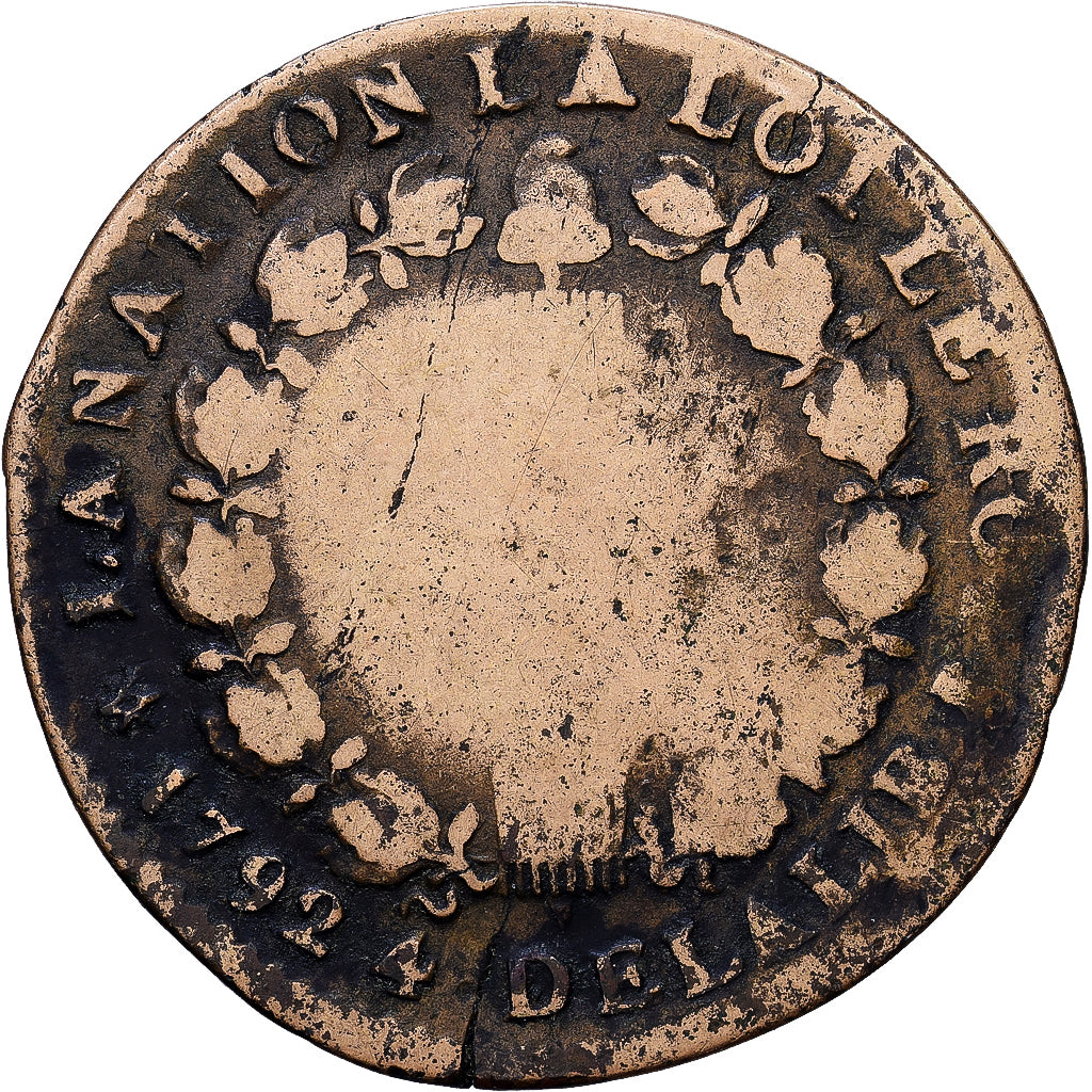 Frankreich, Constitution, 12 deniers françois, 1792, Pau, Bronze