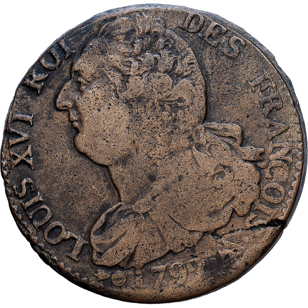 Francja, Constitution, 2 sols françois, 1792, Metz, Brązowy