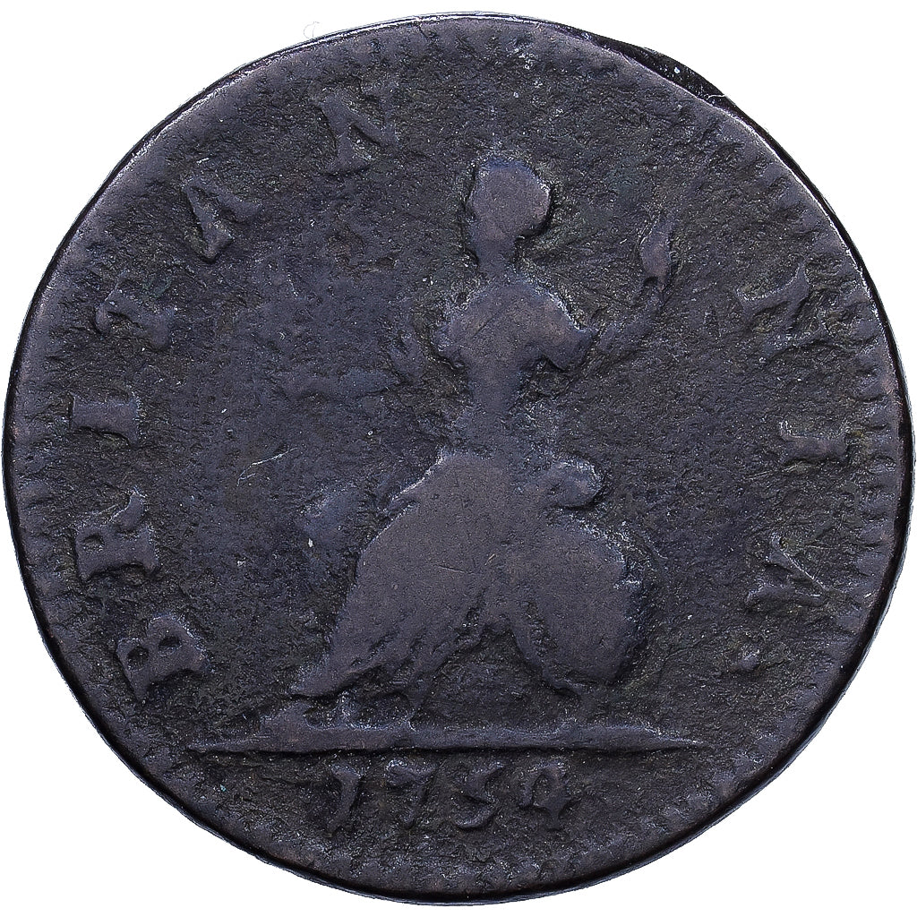 Großbritannien, George II, Farthing, 1754, Kupfer, SGE+, KM:581.2