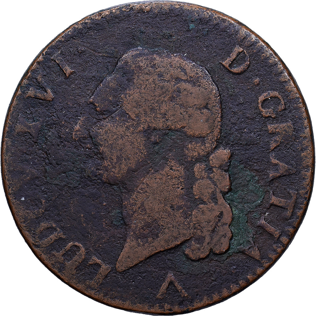 Francia, Louis XVI, Sol ou sou, 1781, Lille, Rame, MB, Gadoury:350