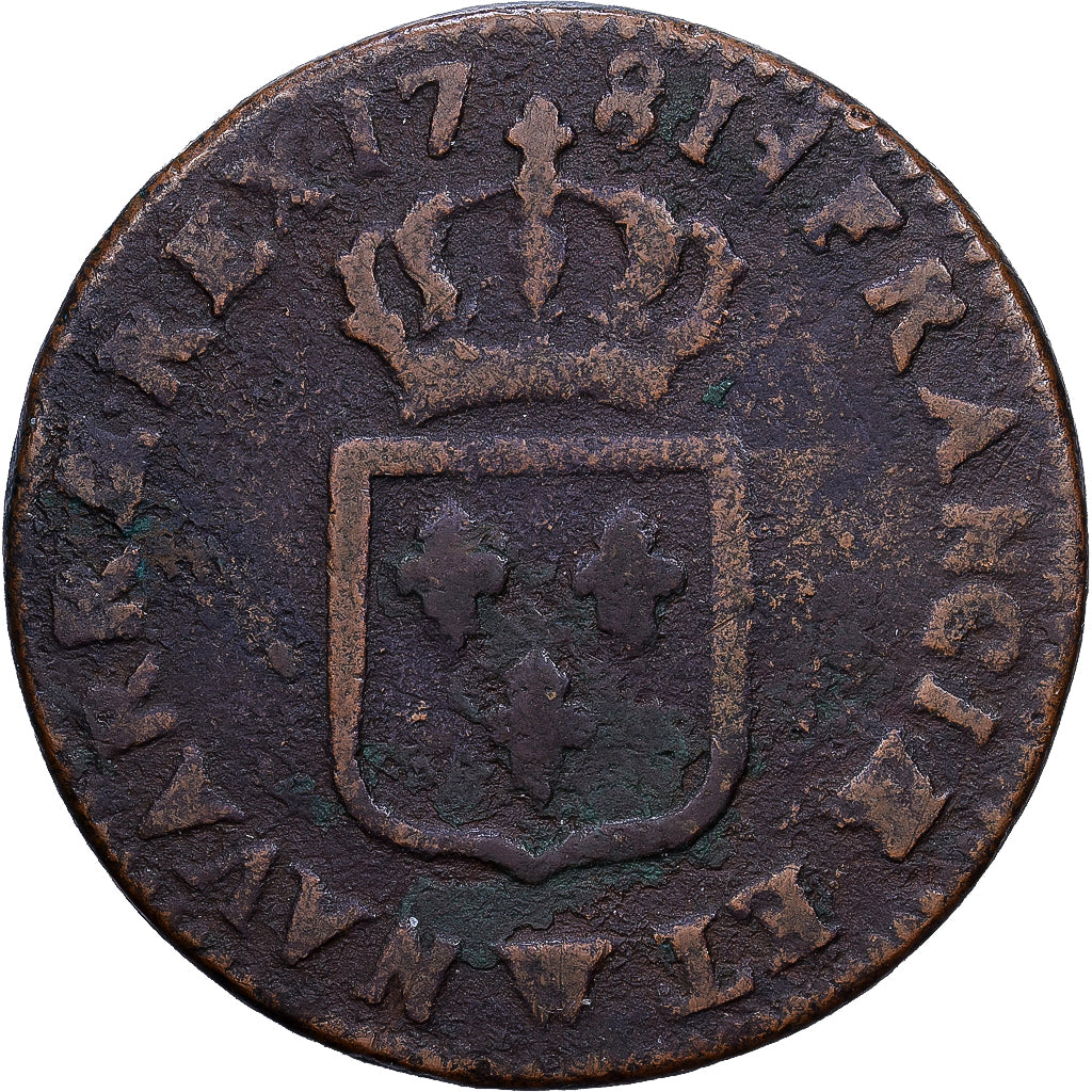 Francia, Louis XVI, Sol ou sou, 1781, Lille, Rame, MB, Gadoury:350