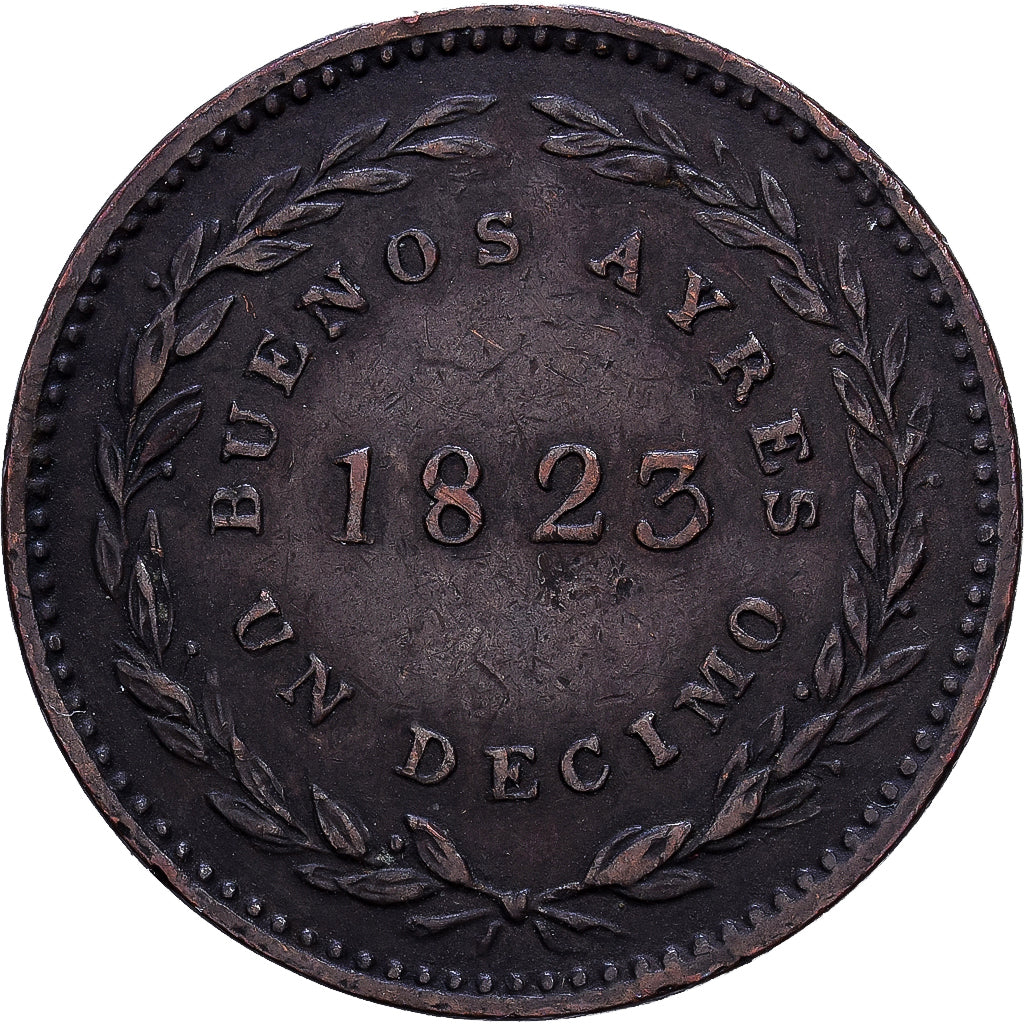 Argentina, BUENOS AIRES, Decimo, 1823, Buenos Aires, Cobre, EF(40-45), KM:1