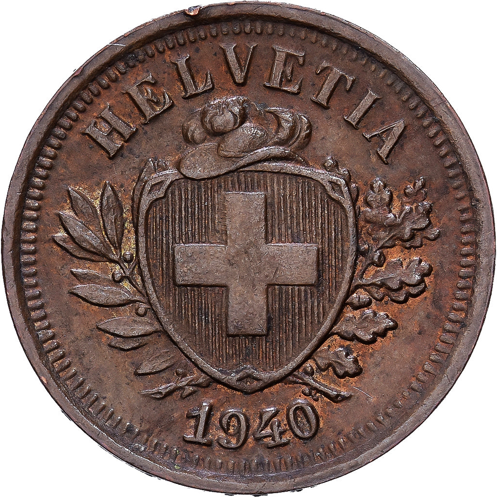 Schweiz, Rappen, 1940, Bern, Bronze, SS+, KM:3.2