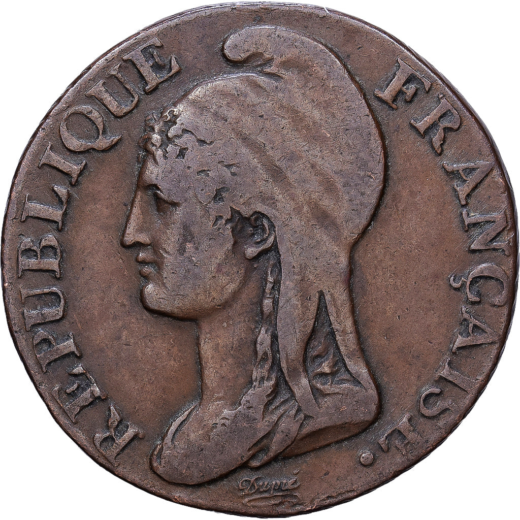 France, 5 Centimes, Dupré, AN 4, Paris, Bronze, TB+, Gadoury:124, KM:635.1