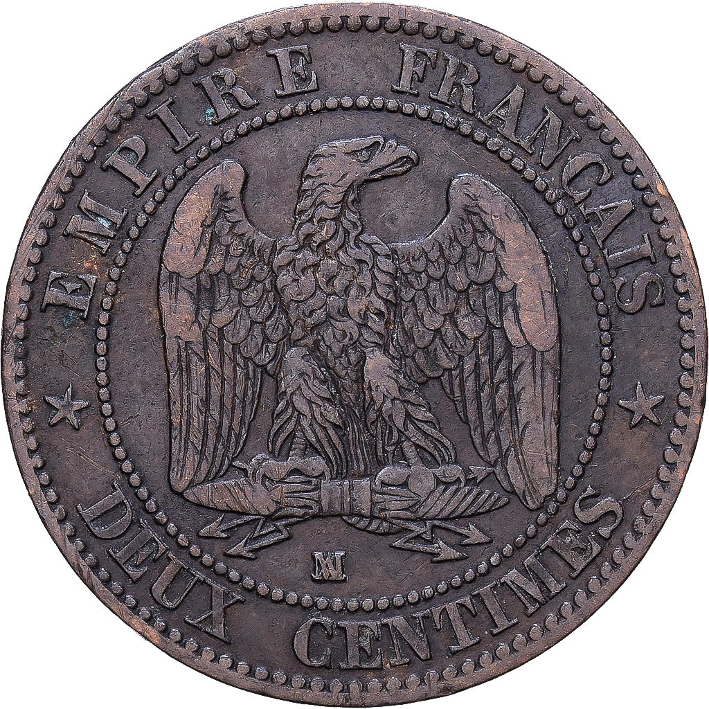 Frankreich, Napoleon III, 2 Centimes, 1855, Marseille, Bronze, S+, Gadoury:103