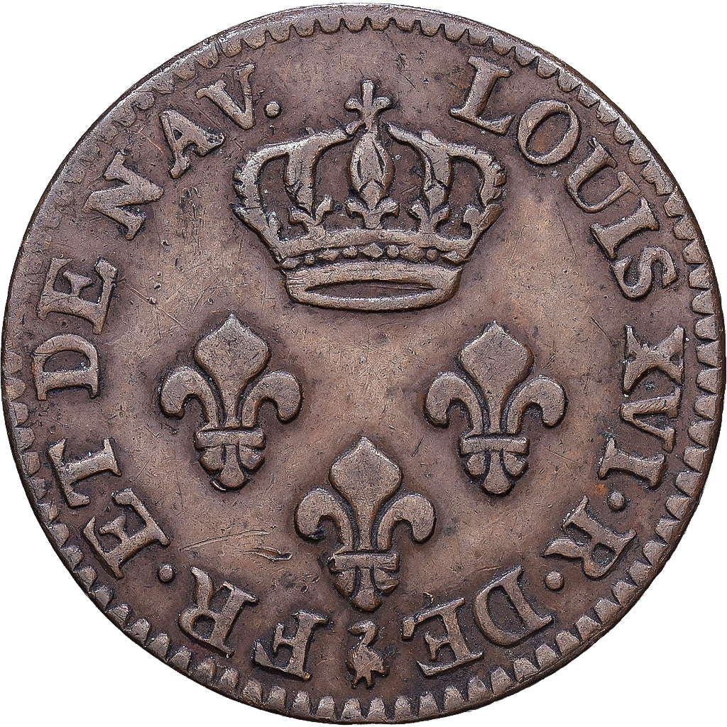 GUAYANA FRANCESA, Louis XVI, 2 Sous, 1789, Paris, Vellón, MBC, KM:1