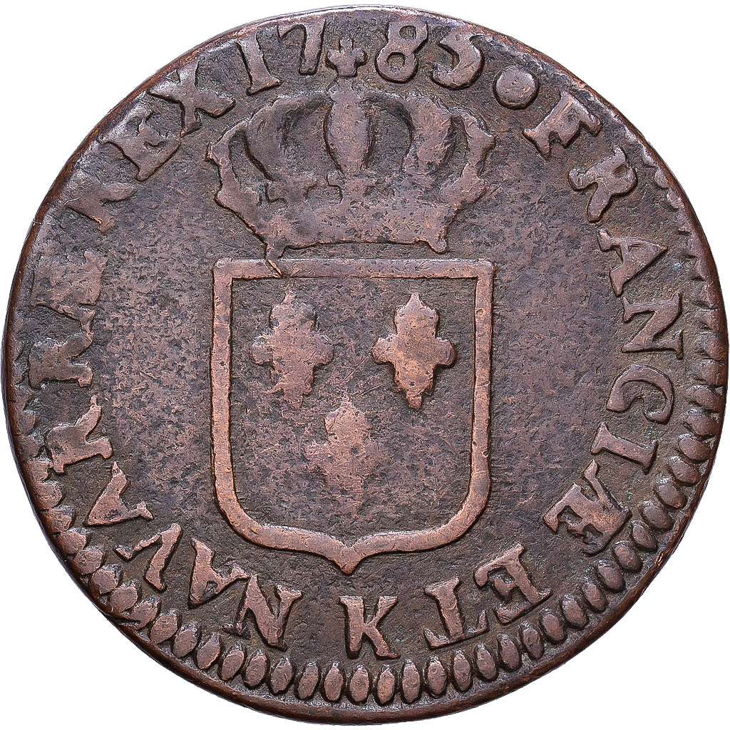 Francia, Louis XVI, Sol ou sou, 1785, Bordeaux, Rame, MB, Gadoury:350