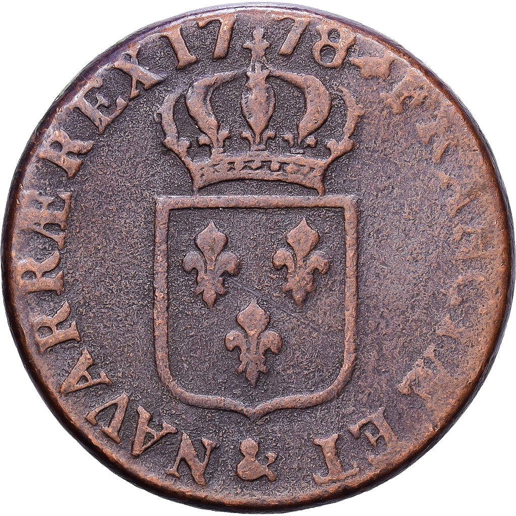 Frankreich, Louis XVI, Sol, Sol ou sou, 1778, Aix, Kupfer, S+, Gadoury:350