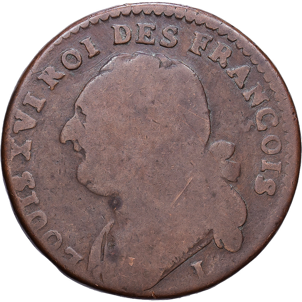 Francia, Constitution, 12 deniers françois, 1792, Bayonne, Bronzo