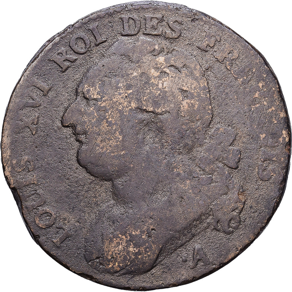 Frankreich, Constitution, 12 deniers françois, 1791, Paris, Bronze