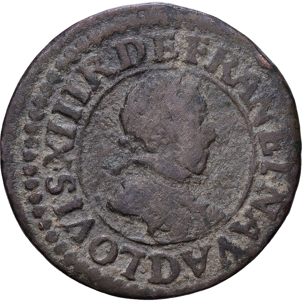 Francia, Louis XIII, Double tournois, buste enfantin, 1617