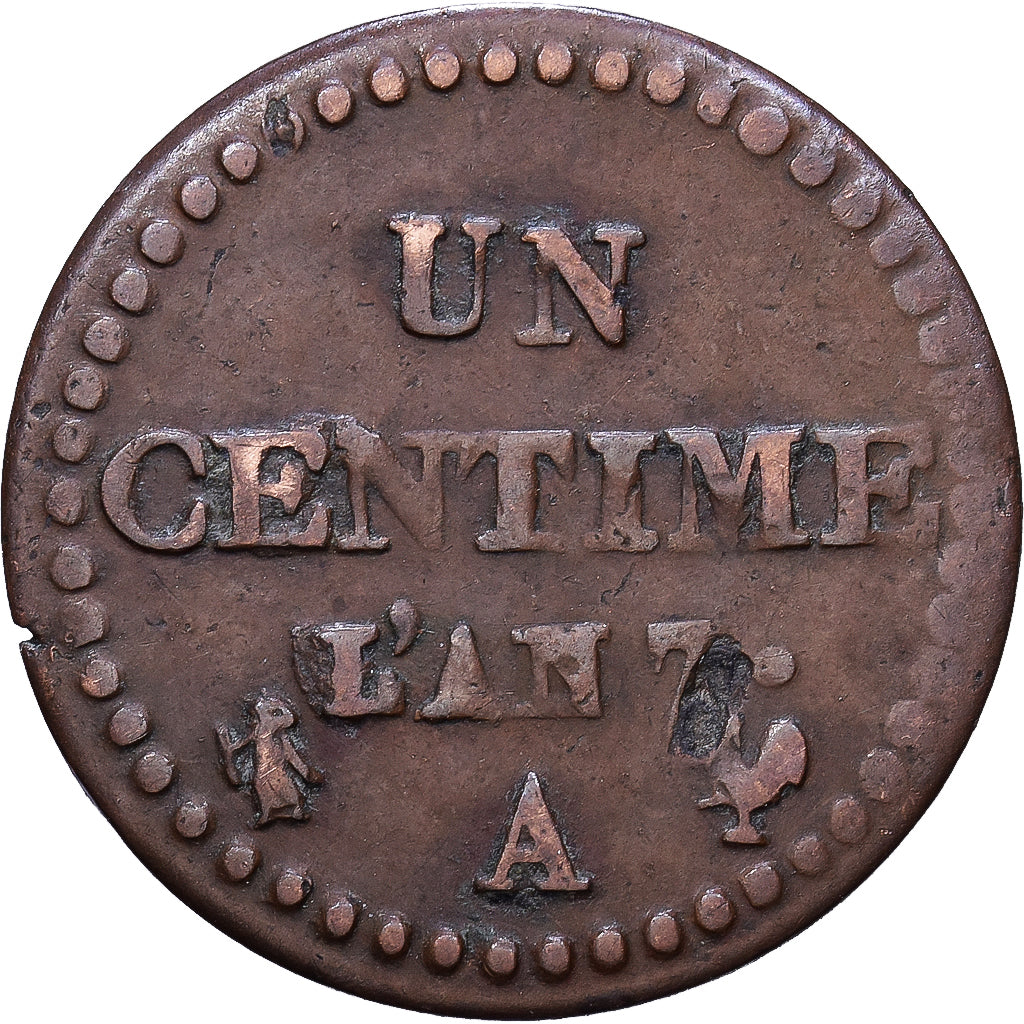 Frankreich, Centime, Dupré, AN 7 (1798-1799), Paris, Bronze, S+, Gadoury:76