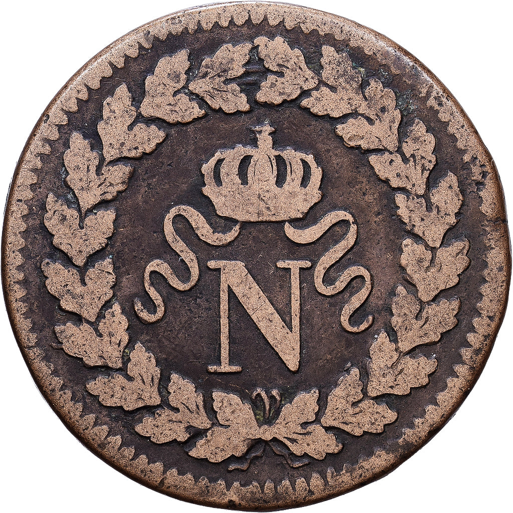 Frankreich, Napoleon I, Un Décime, 1814., Strasbourg, Bronze, S+, Gadoury:195b