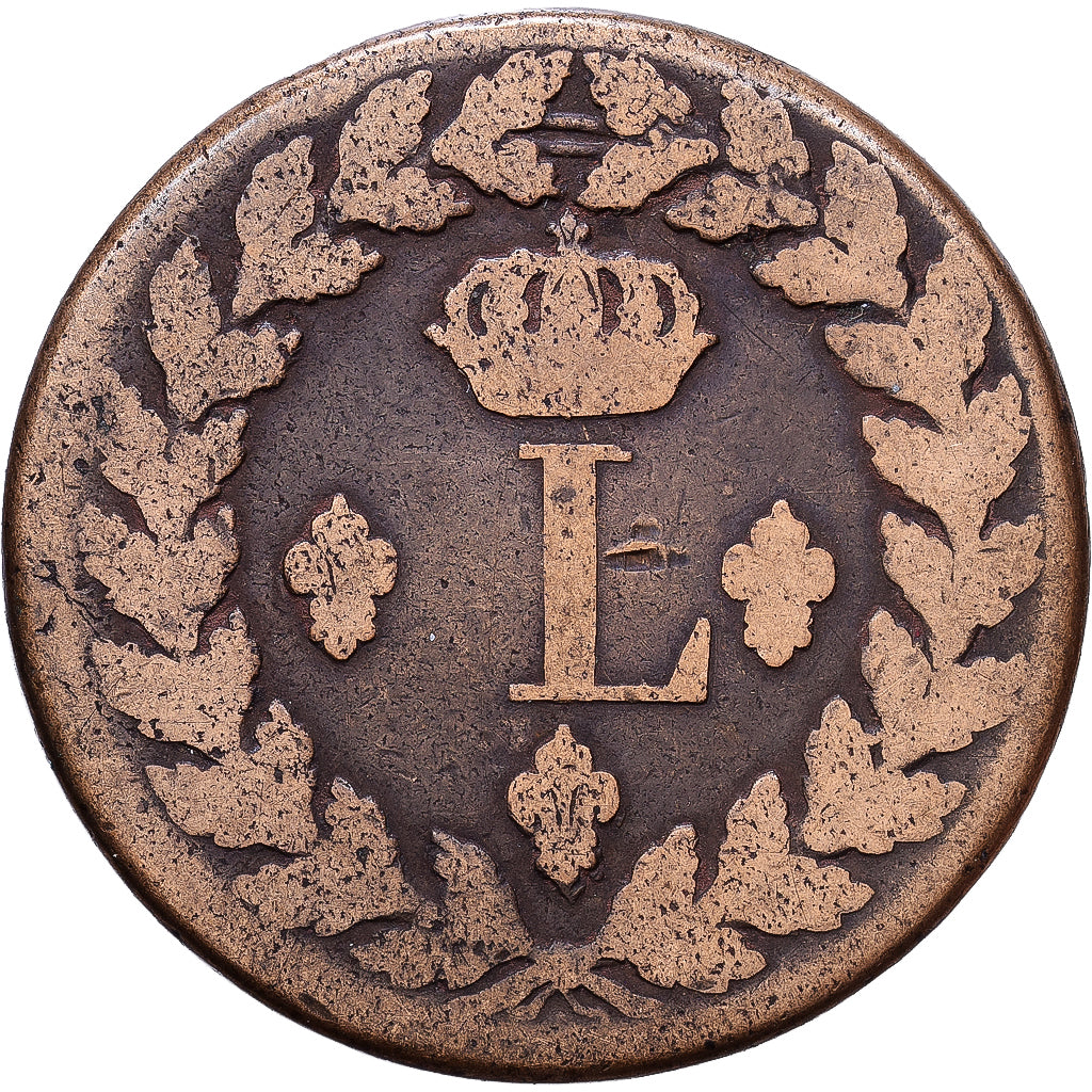 Francja, Louis XVIII, Un Décime, 1815, Strasbourg, Brązowy, VF(30-35)
